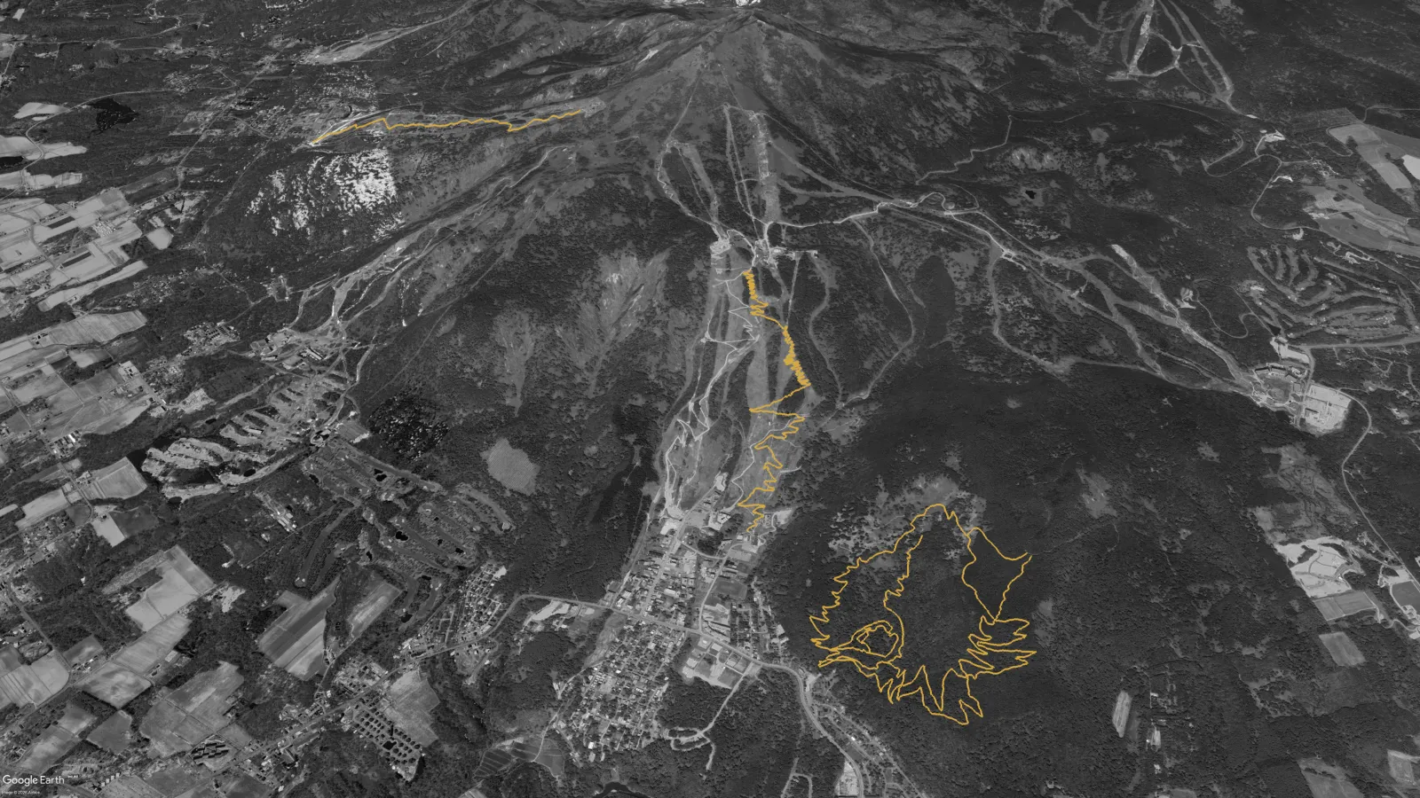 Satellite view of the Niseko mountain bike network in 2023 after Twin Peaks Bike Park opens