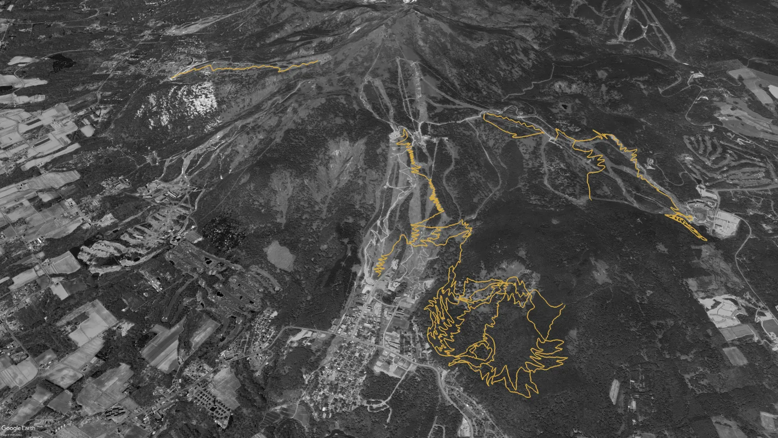 Satellite view of the Niseko mountain bike network projected for 2026 with Niseko Hanazono Bike Park added